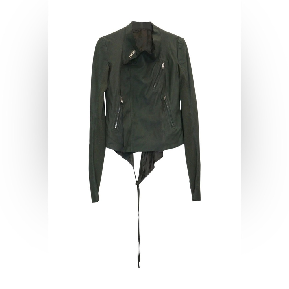Rick Owens Forest green bi-layer leather jacket